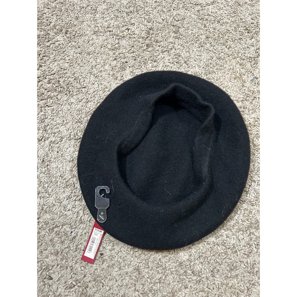 NWT Merona Black 100% Wool Artist French Beret Hat One Size - Picture 3 of 8